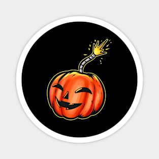 Scary Pumpkin Bomb With Ignited Fuse Halloween Magnet